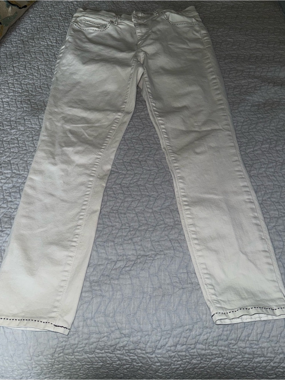 LOFT White Jeans with Black Contrast Stitching